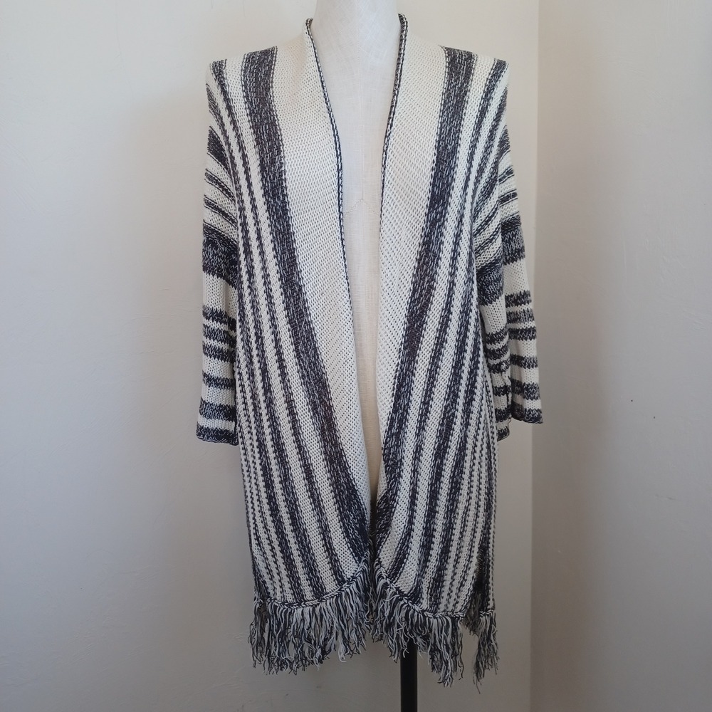 Wooden Ships Paola Buendia Striped Fringe Cardigan Sweater Women's XS S - Picture 10 of 10